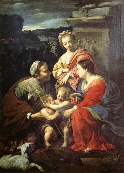The Holy Family with Saints Elizabeth, John the Baptist, and Catherine by Simon Vouet